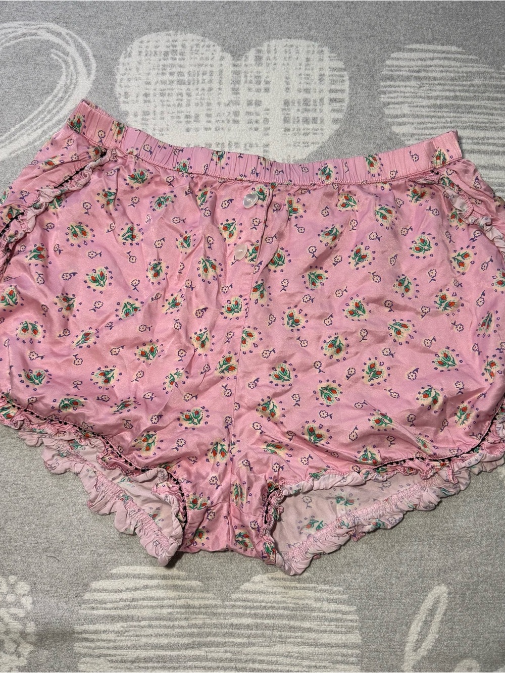 Love Shack Fancy x Morgan Lane Pink Floral Pajama Shorts Only Size Large - Picture 2 of 7